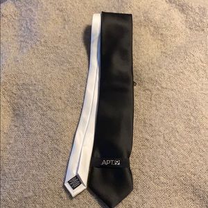 Apt 9 solid black tie with white contrast. NWT.
